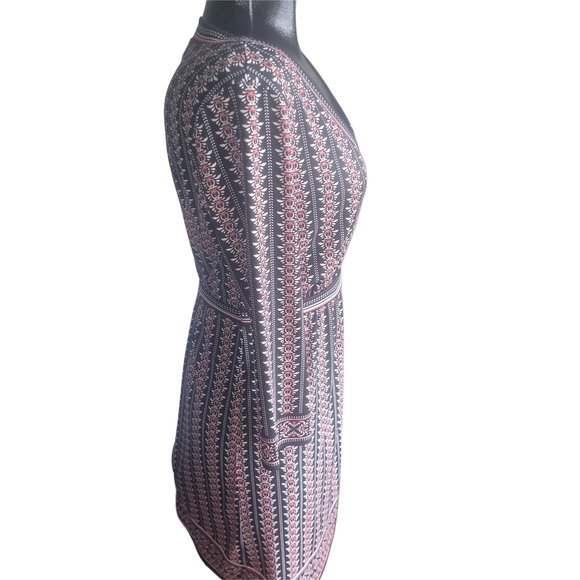Max Studio Black and Red Patterned Faux Wrap Dress S - Picture 4 of 7